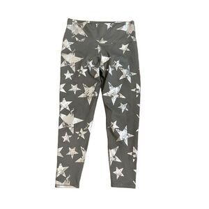 Aerie Chill Play Move Gray 7/8 Leggings Silver Metallic Distressed Stars Medium